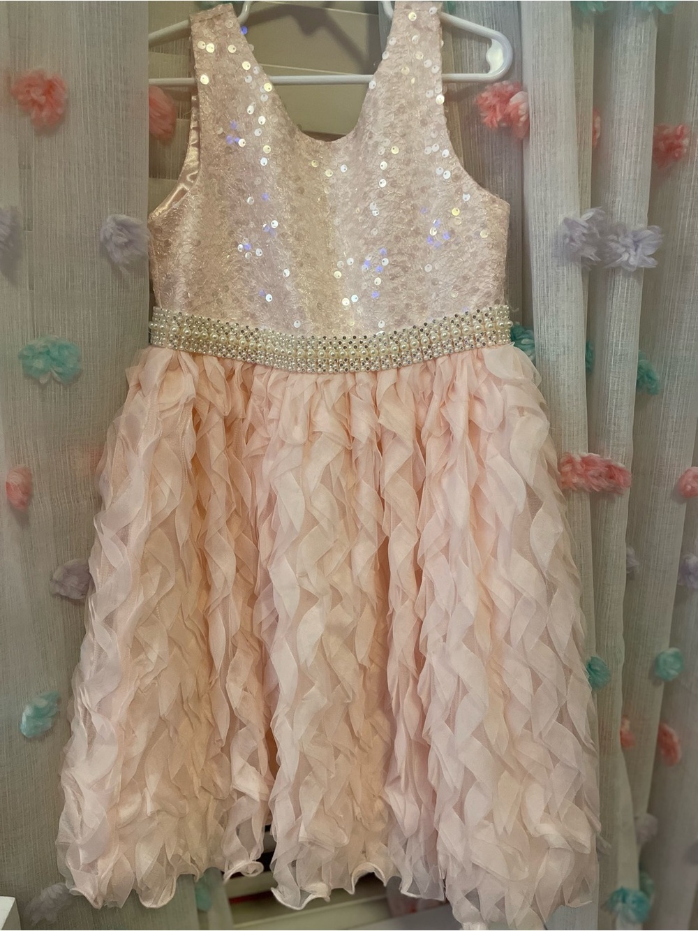 Girls' Sparkle Pink Ruffle Party Dress